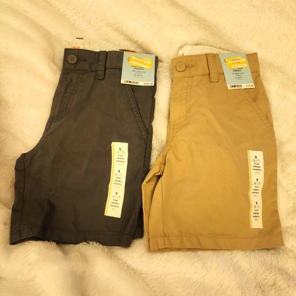 Nwt sz 6/7 flat front adjustable waist shorts (2 pairs)